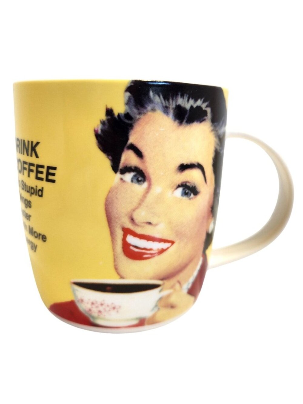 Retro Coffee Mug "Drink Coffee" Quote & Vintage Art by Ephemera Paper Destiny